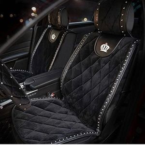 Black crown bling car seat covers velvet pair